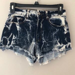 Acid wash jean shorts